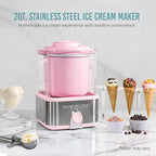 Nostalgia Electric Ice Cream Maker with 2-Qt Double Insulated Gel Canister & Stainless Steel Base - Makes Sorbet, Soft Serve, and Frozen Yogurt - Pink
