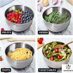 Stainless Steel Salad Spinner, Lettuce, Vegetable & Fruit Dryer, 5L Capacity, Non-Slip Base (304 Stainless Steel - Black)