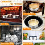 E-far 5 Inch Cake Pan Set of 3, Stainless Steel Small Round Baking Pans Tins for Layer Smash Birthday Cakes, Dishwasher & Oven Safe, Healthy & Non-toxic, Leak Proof & Mirror Polished