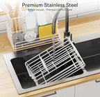 Yofidra Sponge Holder for Kitchen Sink Organizer Caddy: Sink Sponge with Instant Drying Stone, Metal Stainless Steel Basket Home Decor Storage and Organization Accessories 9.5" X 5.5" X 5.7" (White)