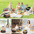 holuxer Insulated Lunch Bag & Lunch Box for Women - Double Deck Reusable Lunch Bag for men Tote Cooler Bag Leakproof Soft Expandable - Large Lunchbox for Work/Adult/Picnic/Outdoor (Coffee Black，15L)