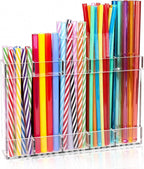 New Upgrade 9.5" Large Acrylic Straw Holder for Cabinet Door-Reusable Tumbler Straw Organizer Storage,Small Kitchen Organizers and Storage Accessories Container,Ultra Sticky Cupboard Door Mounted