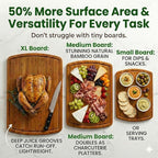 Greener Chef Luxury Bamboo Cutting Board 3-Piece Set with Carbonized Vertical Grain Strength Technology - Extra Large Wooden Cutting Boards for Kitchen with Deep Juice Grooves - Lifetime Replacements