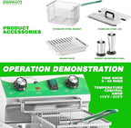 NUPANT 12.7 QT Commercial Fryer Electric Deep Fryer with Basket and Lid,Commercial Deep Fryer with Oil Filtration and Timer, Stainless Steel DEEP FRYER Countertop Fryer for Home Restaurant 110V/1750W