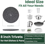 8 Inch Trivets for Hot Dishes, Hot Pots and Pans, Thick Heat Resistant Large Coaster for Kitchen, Hot Pads, Kitchen Essentials, Kitchen Decor for Table & Countertop, 6 Pcs