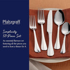 Pfaltzgraff Everyday Simplicity 53-Piece Stainless Steel Flatware Set, Service for 8