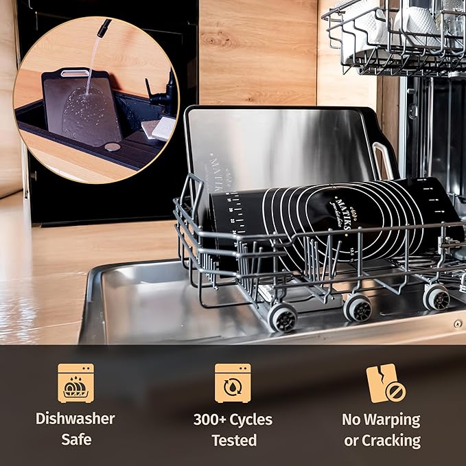 Matiks Stainless Steel Cutting Board Set - 16”×11” Large Double Sided Dishwasher Safe Metal Cutting Board for Kitchen – Housewarming Gifts New Home - New Home Gift Ideas - First Home Cooking Gifts