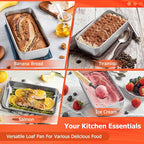 TeamFar Loaf Pans for Baking Bread, 9 × 5 Inch Stainless Steel Loaf Bread Pans Tins for Homemade Brownies, Healthy & Sturdy, Oven & Dishwasher Safe - Set of 2