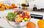 TeamFar Stainless Steel Colander, 5QT Micro-Perforated Metal Colander Food Strainer with Handles, for Draining Washing Rinsing Steaming, Non Toxic & Dishwasher Safe, Solid Construction & 3 Stable Feet