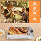 1800W Countertop Electric Griddle Flat Top Grill - Portable Barbecue, Smokeless Indoor, Non-Stick Cooking, Removable Plate BBQ With Temperature Control 110V