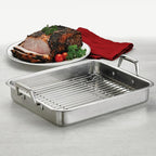 Tramontina 13.5-Inch Stainless Steel Roasting Pan with Rack, Turkey Roaster for Oven, Dishwasher Safe, Made in Brazil
