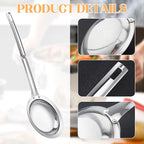 Skimmer Spoon Filter Grease Foam Fine Mesh Stainless Steel Sieve Colander, Extra Fine Strainer With Handle Handheld Fry Oil Filter for Cooking Sieve Spoon for Food Strainer Kitchen Gadget (Large)