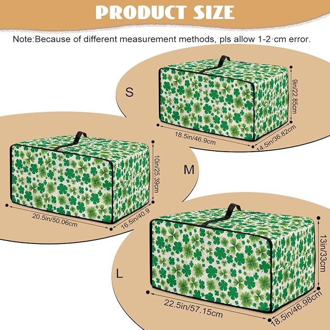 Four Leaf Clover Print St. Patrick's Day Toaster Oven Cover Anti Scratch Microwave Cover for Kitchen Countertop Appliance Dust Protector Decorative Oven Accessories, Green, L