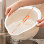 Japanese Rice Washing Bowl Quinoa Washer Strainer Small Grains Cleaner Plastic Side Drainers Colander for Rinsing Fruits, Vegetables and Beans, BPA-Free