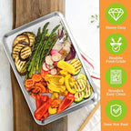 CEKEE Stainless Steel Cookie Sheets for Baking, 2PCS Stainless Steel Baking Sheet, Size 12.59 x 9.84 x 1 Inch，Heavy Duty & Easy Clean Baking Pans Tray Set