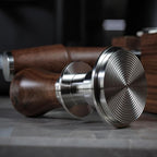 Walnut Espresso Set - 58mm Espresso Tools, Blind Coffee Shaker, 30lb Tamper, Coffee Leveler, Handleless Milk Pitcher, Dosing Cup and RDT Sprayer