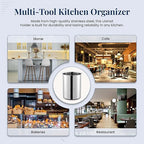 OCS Parts 6.75-Inch Kitchen Utensil Holder | Stainless Steel Dishwasher Safe Kitchen Countertop Organizer