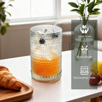 Bandesun Vintage Hobnail Drinking Glasses Set of 12, 13oz Colorful Beaded Bubble Glass Cups for Kitchen, Multiple color Embossed Water Tumbler for Whiskey,Cocktail, Beer, Wine, Water & Juice