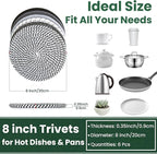 8 Inch Trivets for Hot Dishes, Hot Pots and Pans, Thick Heat Resistant Large Coaster for Kitchen, Hot Pads, Kitchen Essentials, Kitchen Decor for Table & Countertop, 6 Pcs