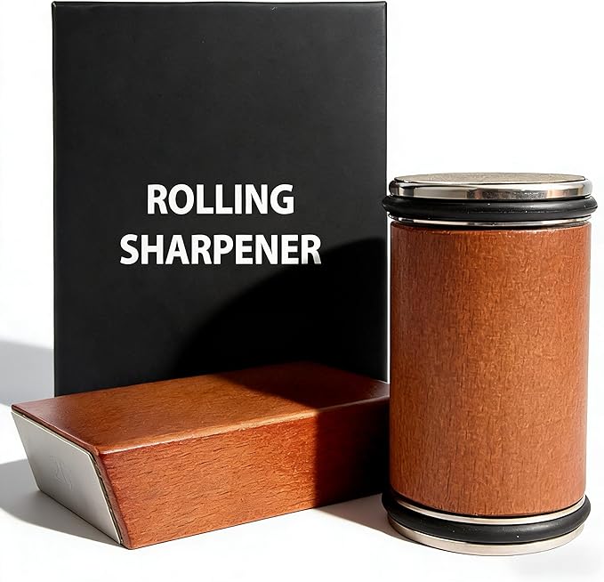 Bladeon Knife Sharpener, Rolling Knife Sharpener with Diamond & Ceramic Abrasives and 15/20° Magnetic Angle Guide for Kitchen, Chef & Outdoor Knives