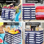 WISELIFE 2 Pack Reusable Grocery Bags Large Water Resistant Grocery Collapsible Heavy Duty Tote Bags for Shopping Picnic