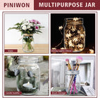 PINIWON Mason Jars 16 oz with Airtight Lids and Bands, 15 Pack Regular Mouth Canning Jars, Clear Glass Pint Jars for Canning, Pickling, Food Storage, DIY Projects, 24 Labels, Brush & String Included