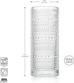 Glaver's Highball Drinking Glasses, 10.82 oz Sleek Hobnail Textured Glassware Modern Tall Tumblers set of 4 Iced Coffee Glasses, Highball Cocktail Set, Dishwasher Safe, Housewarming Gift Set