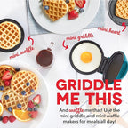 Dash Mini Maker Set - Customized Treat Maker - Supports Multi-Function Cooking - Easy Cleanup and User-Friendly Design - Coral, Mint & Teal - Waffle, Griddle & Heart Shaped Waffle Irons