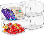 Sorbus Stackable Storage Bins Open Front, Clear Stackable Storage Bins, Pantry Bins for Storage and Organization, Acrylic Stackable Bins for Kitchen, Clear Pantry Organizer Bins (Small Square 4 Pack)