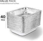 Stock Your Home 9x13 Aluminum Pans (40 Pack) - Disposable and Recyclable Foil Trays - Half Size Steam Table Deep Pans - Tin Foils for Cooking, Heating, Storing, Prepping Food