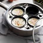 Demeyere Resto 18/10 Stainless Steel Stovetop Egg Poacher Set, 4 Removable Cups, Induction Compatible, Dishwasher Safe (Ceramic, Stainless)