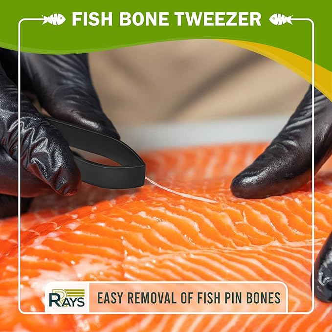 Fish Bone Pliers/Tweezers – Ergonomic Non-Slip Grip, Food-Grade Stainless Steel Deboner | Pin Bone Remover for Salmon, Trout & All Fish