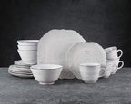 Pfaltzgraff Isabella 16-Piece Stoneware Dinnerware Set, Service for 4 - Handpainted Unique Glazed Finish - Includes Dinner Plates, Salad Plates, Bowls, Mugs - Dishwasher & Microwave Safe (Gray)