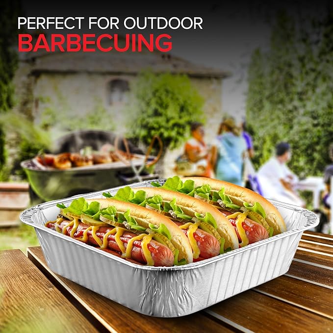 Stock Your Home 8x8 Foil Pans (50 Pack) 8 Inch Square Aluminum Pans - Foil Pans - Disposable Food Containers Great for Baking Cake, Cooking, Heating, Storing, Prepping Food