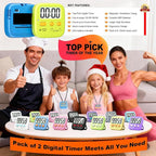 Antonki 2 Pack Digital Timer for Kids, Magnetic Countdown Kitchen Timers for Cooking, Egg, Classroom, Teacher, Exercise, Study, Oven - Battery Included
