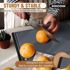Kikcoin Plastic Cutting Boards for Kitchen, 3-Piece Large Cutting Board Set Dishwasher Safe Chopping Boards with Non-slip Feet and Juice Grooves, Gray