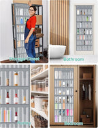 NiHome 35 Pockets Door Hanging Organizer for Large Stanley 30oz 40oz Tumblers with Handles, Deep Clear Pockets with Handle Slots, Waterproof Oxford Fabric for Kitchen, Cabinet, Pantry, Closet (Gray)