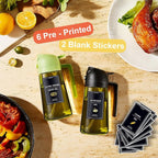 CXINYI - 16oz/470ml Olive Oil Dispenser for Kitchen with Stickers - 2 in 1 Olive Oil Sprayer for Cooking, Air Fryer, and Salad, Black&White (Light-Proof Kitchen Gadget)
