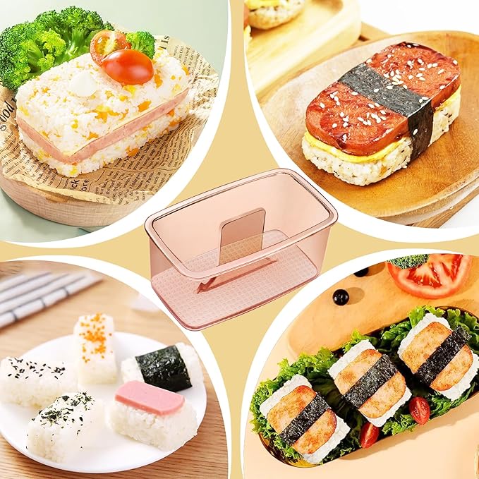 Musubi Press Mold Kit, 2 Pack Clear Musubi Maker with Stainless Steel 304 Luncheon Meat Slicer for SPAM (Champagne)