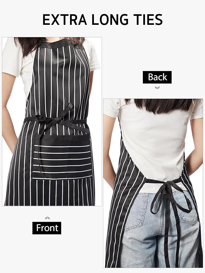 Syntus Apron for Men Women, Adjustable Cooking Kitchen Chef Aprons with 2 Pockets, Cotton/Polycotton/Polyester