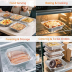 8x8 Aluminum Pans with Clear Lids - 20 Pack Disposable Baking Pans, Tin Foil Trays for Baking Cake, Cooking, Heating, Storing and Prepping Food