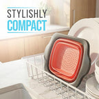 Comfify XL Large Kitchen Strainer - Collapsible Silicone Over-The-Sink Colander with Extendable Handles - Use with Pasta, Fruit, Berries & Veggie - 6 Quart - Coral