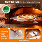 Bonteck Pizza Peel Aluminum Metal Pizza Spatula Kit | 12x14 Inch Foldable Handle Paddle | 6Pcs Pizza Oven Accessories with Rocker Cutter, Pizza Pan, Pizza Server, Oven Mitts, for Family Oven Baking
