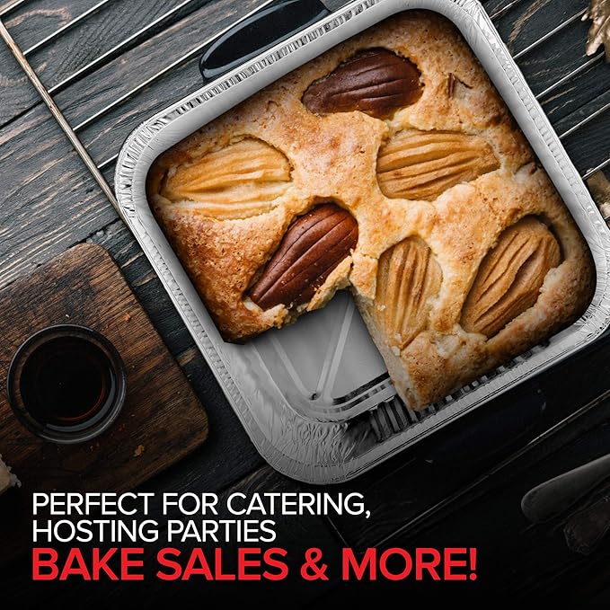 Stock Your Home Aluminum Pans 8x8 Disposable Foil Pans (20 Pack) - 8 Inch Square Pans - Tin Foil Pans Great for Cooking, Heating, Storing, Prepping Food