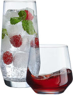 Le'raze Everyday Drinking Glasses Set of 8-4 Tall Highball Glass Cups & 4 Short Dof Drinking Glass, Kitchen Glasses for Cocktail, Iced Coffee, Beer, Ice Tea, Wine, Whiskey, Water, & Drinkware.