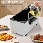 Pukomc Deep Fryer 3 Liter Capacity,1500W Oil Fryer with Adjustable Temperature,Viewing Window,Detachable Frying Basket,Made of Stainless Steel Material and Easy to Clean
