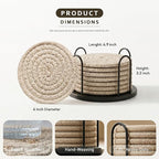 Lazebox Coasters Set of 8 for Drinks, 4 Inch Large Coasters for Coffee Table, Tabletop Protection for Hot & Cold Drinks, Versatile Coasters for Home Decor, Non-Slip & Easy to Clean