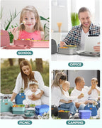Adults Bento Box with Insulated Lunch Bag, 74oz Capacity 3 Stackable Leak-Proof Bento Box Built-In Utensil and Sauce, PFAS & BPA-Free, Microwave & Dishwasher Safe (Mint Green)