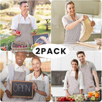 BeLuyi 2 Pack Adjustable Bib Apron with 2 Pockets Chef Cooking Kitchen Restaurant Aprons for Women Men