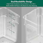 CURTA 4 Pack Food Storage Container with Green Lid - NSF Commercial Grade in 4.0 Qt - Square, Clear, Polycarbonate